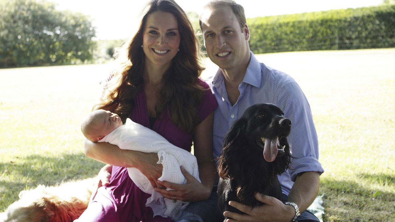 This beautiful family photo, taken by Dutchess Kate's father, is an intimate setting of their family, including beloved dog, Lupo.